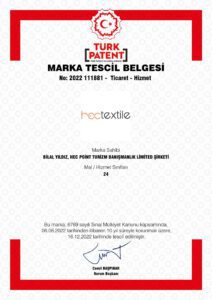 Hectextile Trademark Registration Certificate